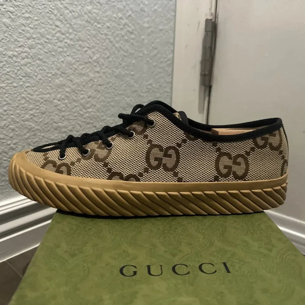 AUTHENTIC GUCCI MAXI GG LOW TOP MONOGRAM SNEAKERS 703031 GG 10 (fits USA SZ 11)